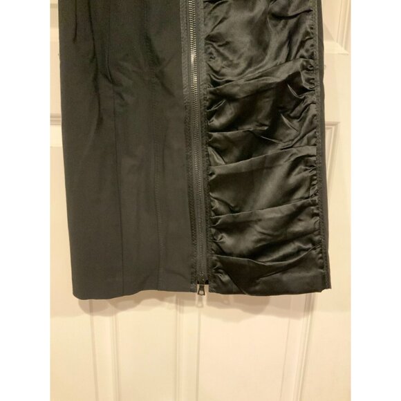 Nanette Lepore Black Full Zip Pencil Skirt w/ Front Ruffle Panel, Size 0 - Picture 3 of 5